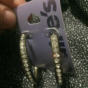 Brand new Claires diamond bedazzled hoop earrings